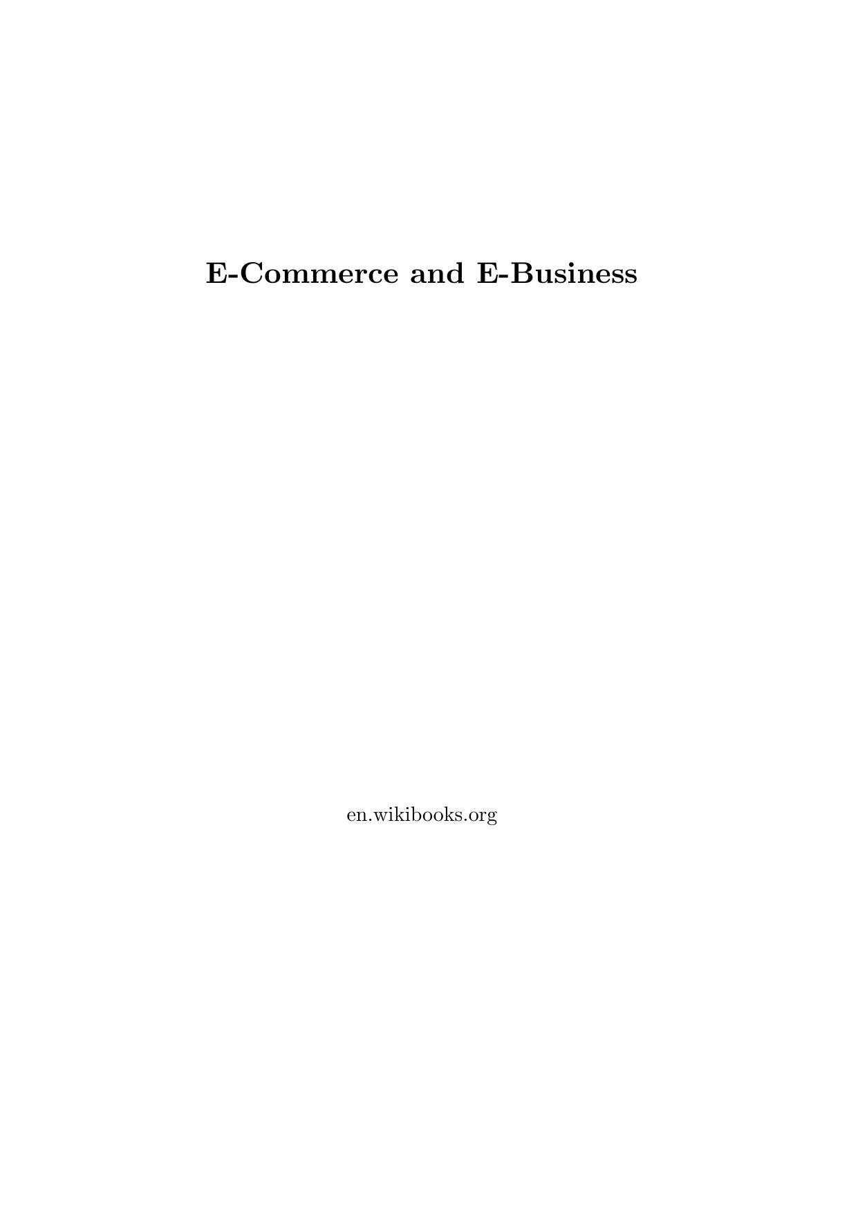 E-Commerce and E-Business